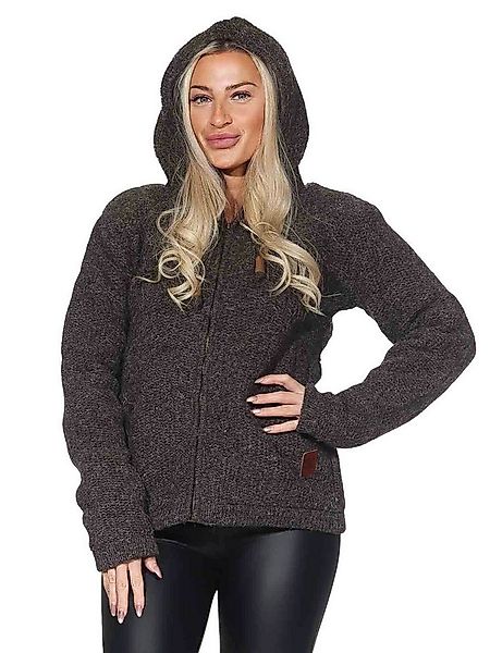 KUNST UND MAGIE Kapuzenstrickjacke Klassische Damen Strickjacke Wolle Jacke günstig online kaufen