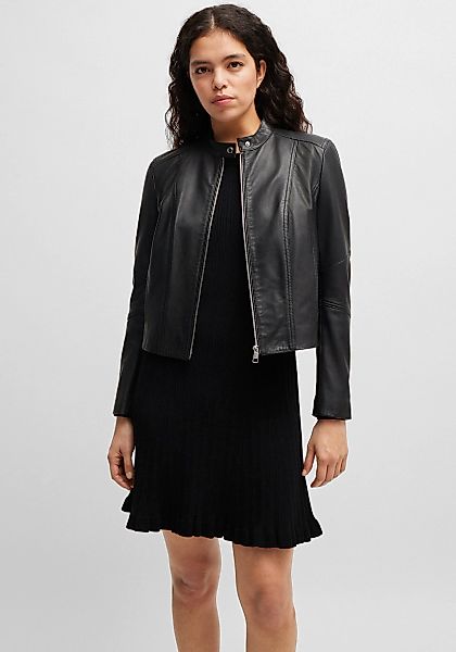 BOSS ORANGE Lederjacke "Saleste Premium Damenmode", mit Stehkragen günstig online kaufen