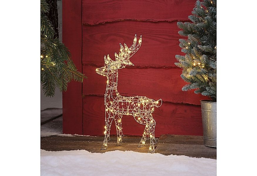 Lights4fun LED Dekofigur Batteriebetriebenes Mikro-LED-Rentier Hirsch für d günstig online kaufen