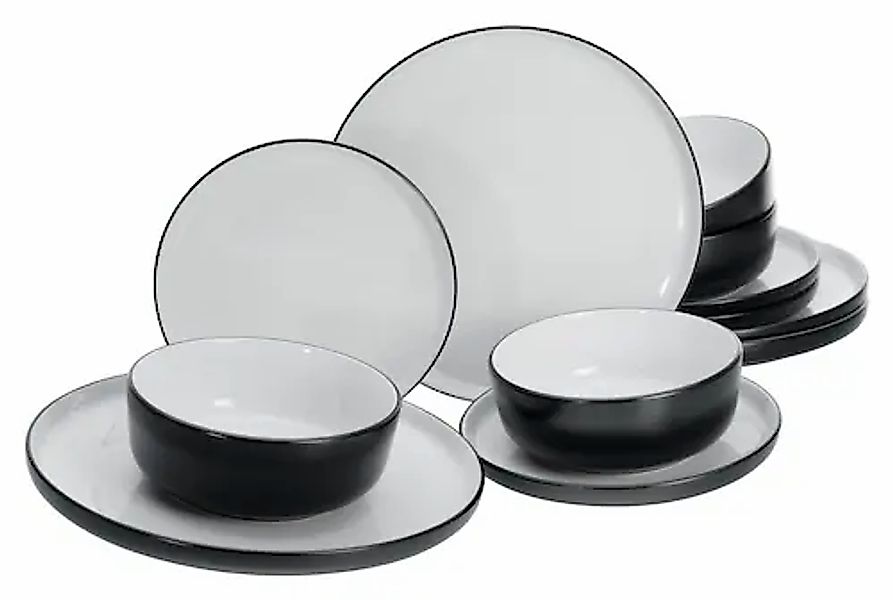 CreaTable Teller-Set »Nordic Cool Black, Tellerset 12-tlg« Scandi-Style günstig online kaufen