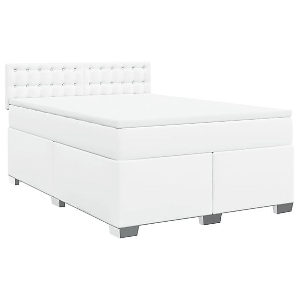 vidaXL Boxspringbett mit Matratze Weiß 140x190 cm Kunstleder 3286121 günstig online kaufen
