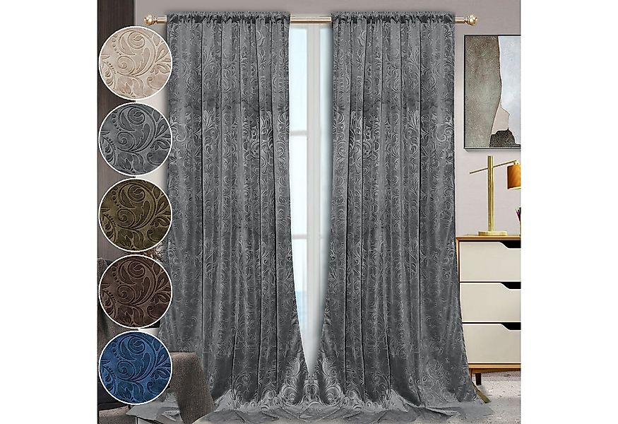 Rosnek Vorhang Luxuriöser, geblümter Samt, für Wohnzimmer Schlafzimmer Deko günstig online kaufen