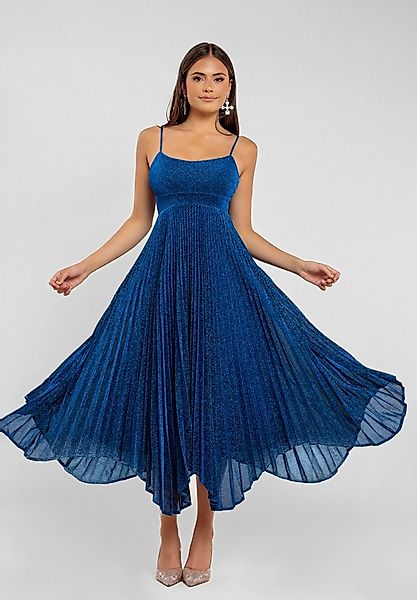 Goddiva Midikleid Tie Back Pleated Lurex Skater Midi Dress knielang günstig online kaufen