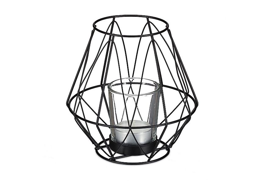 relaxdays Teelichthalter Geometrischer Teelichthalter, schwarz günstig online kaufen
