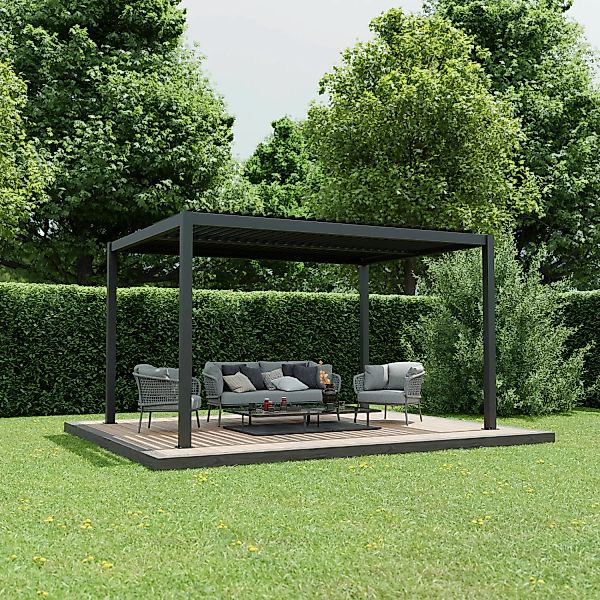 Ximax Pergola Shade Aluminium Elektrisch 300 cm x 400 cm Grau mit Beleuchtu günstig online kaufen