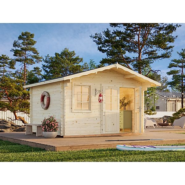 Palmako Gartenhaus Emma 360 x 300 cm Lackiert Dunkelgrau-Weiß FSC® günstig online kaufen