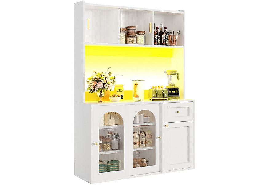 SeedWave Buffet Küchenschrank Mehrzweckschrank mit LED-Beleuchtung, Glas-Sc günstig online kaufen