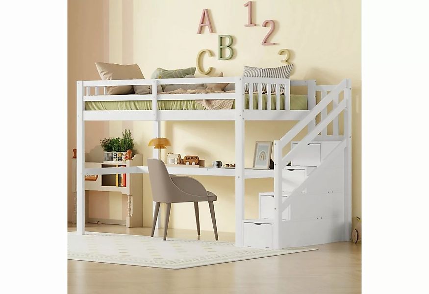 Celya Kinderbett mit Stauraumschubladen und Unterbettschreibtisch, 90x200cm günstig online kaufen