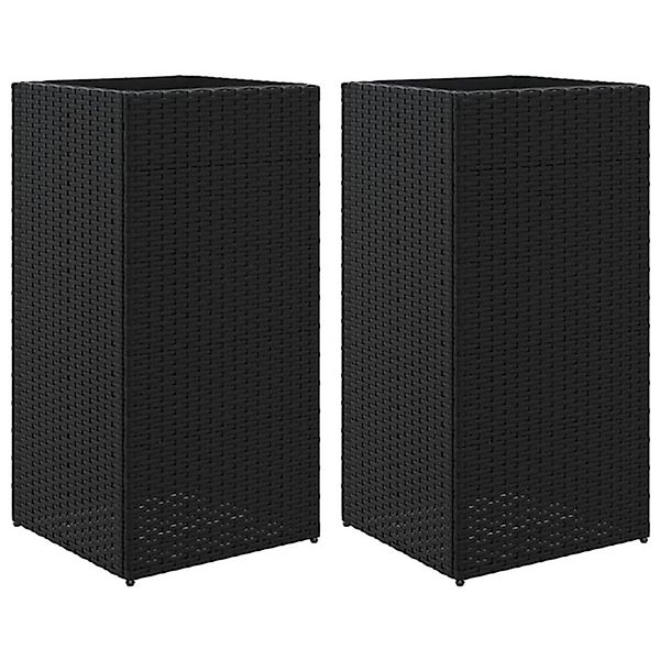 vidaXL Pflanzkübel 2 Stk Schwarz 40x40x80 cm Poly Rattan 2104053 günstig online kaufen