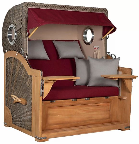 Strandkorb Norderney Teak Bullauge PE Grey Dessin 594 günstig online kaufen