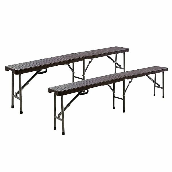 VCM Gartentisch "2er Set Klappbank Campingbank 180 cm braun" günstig online kaufen