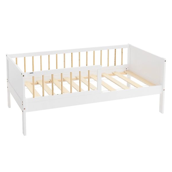 ML-Design Kinderbett 70x140 cm Weiß-Natur Einzelbett mit Lattenrost günstig online kaufen