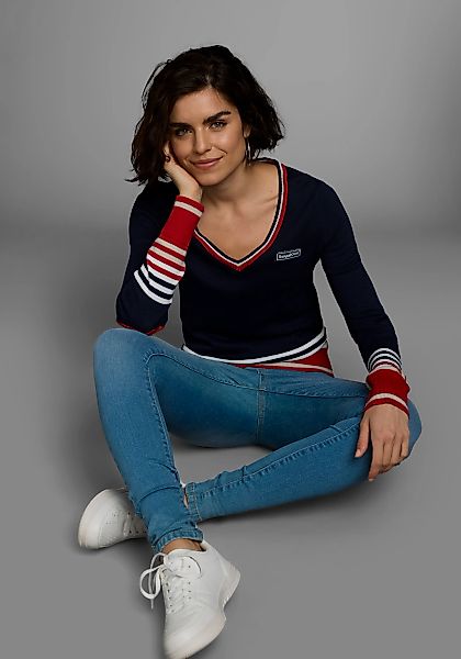 KangaROOS V-Ausschnitt-Pullover im tollen Streifen-Farb-Mix günstig online kaufen