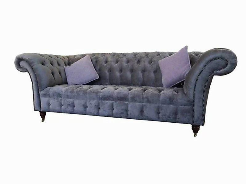 JVmoebel Sofa Moderner Grauer Chesterfield Dreisitzer Luxus 3-Sitzer Couch, günstig online kaufen