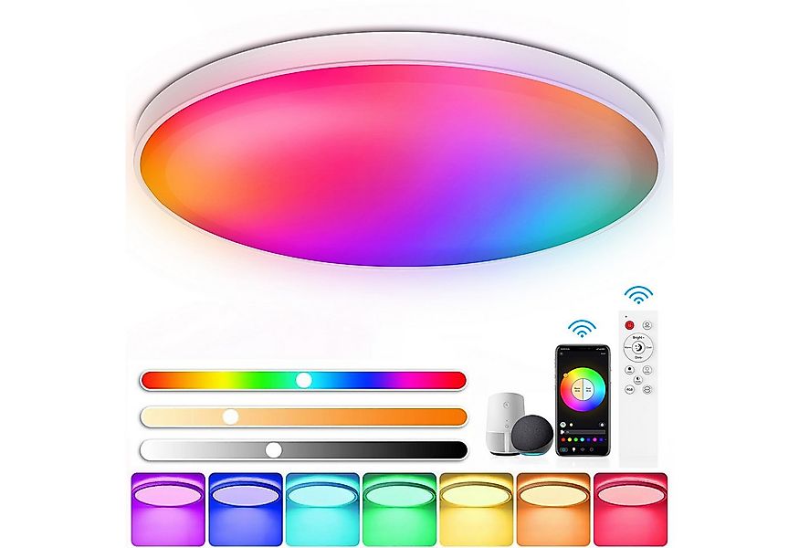 walkbee Deckenleuchte LED Deckenlampe RGB WiFi Bluetooth Fernbedienung APP- günstig online kaufen
