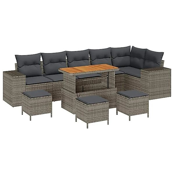 vidaXL Gartensofa-Set mit Kissen 10 Stk Grau Poly-Rattan 3363983 günstig online kaufen