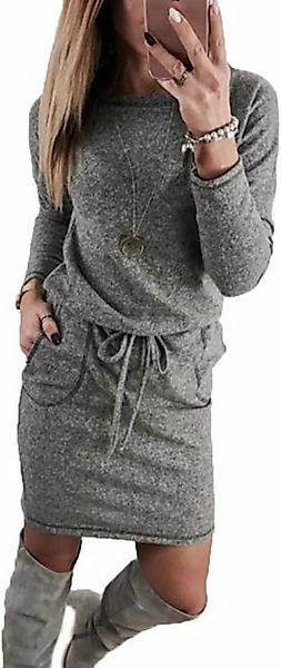 FIDDY Midikleid Damen Langarm Strickkleid Pulloverkleid günstig online kaufen