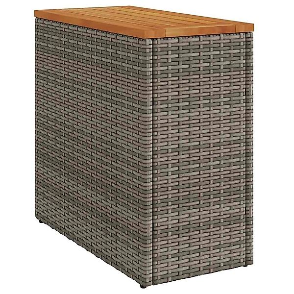 vidaXL Garten-Beistelltisch mit Holzplatte Grau 58x27,5x55 cm Rattan 366134 günstig online kaufen
