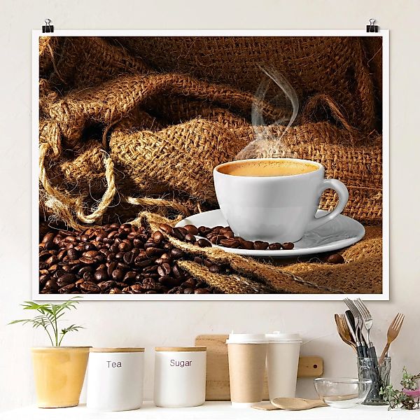 Poster Küche - Querformat Kaffee am Morgen günstig online kaufen