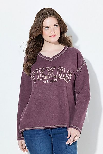 Ulla Popken Sweatshirt Sweatshirt Texas V-Ausschnitt Langarm Rollkanten günstig online kaufen