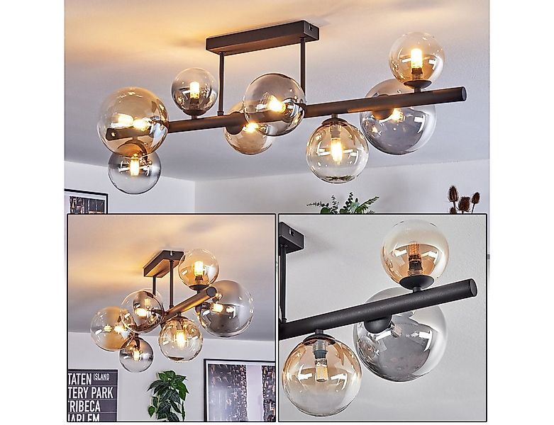 hofstein Deckenleuchte Deckenlampe aus Metall/Glas in Schwarz/Bernstein-/Ra günstig online kaufen
