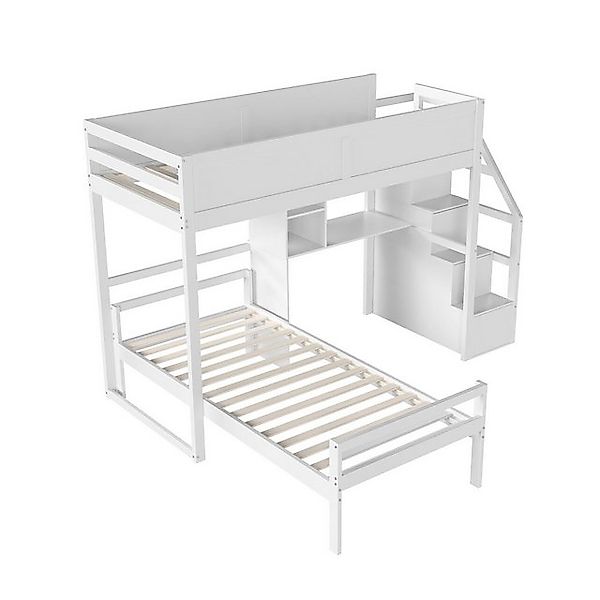 HAUSS SPOLE Etagenbett 90x200 cm Sicherheitstreppe mit verstecktem Staufach günstig online kaufen