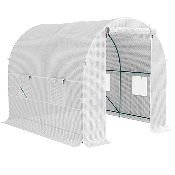 Outsunny Tunnel-Gewächshaus 2.5x2x2 m mit aufrollbaren Türen und Fenstern, günstig online kaufen