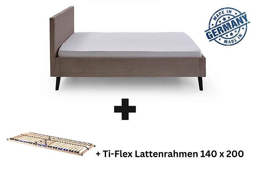 Aileenstore Polsterbett Viola, 140x200 cm, Cordstoff Poppy Taupe günstig online kaufen