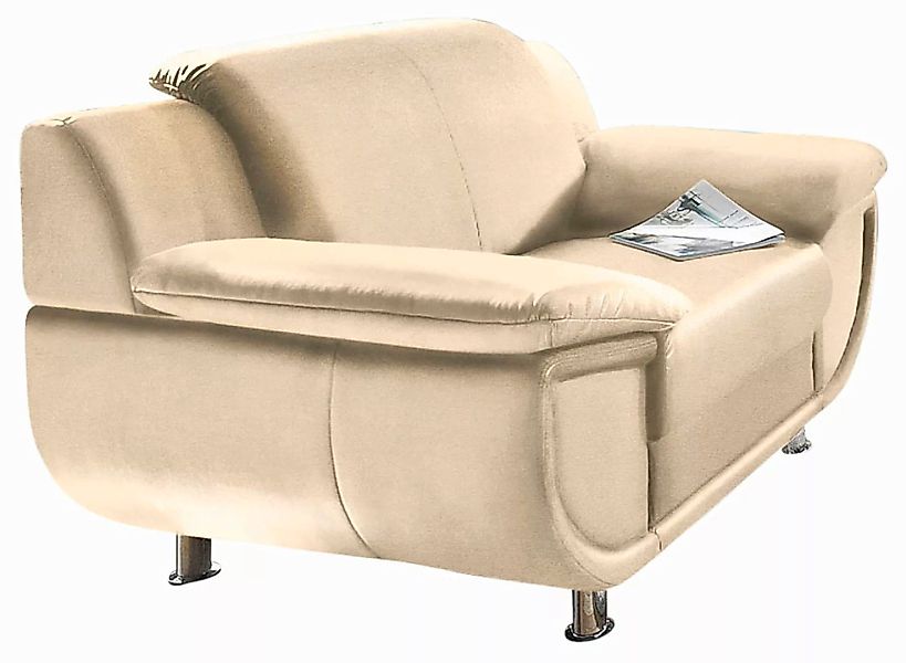 TRENDMANUFAKTUR Sessel "Rondo, Breite 121 cm, breite Armlehnen, Füße chromf günstig online kaufen