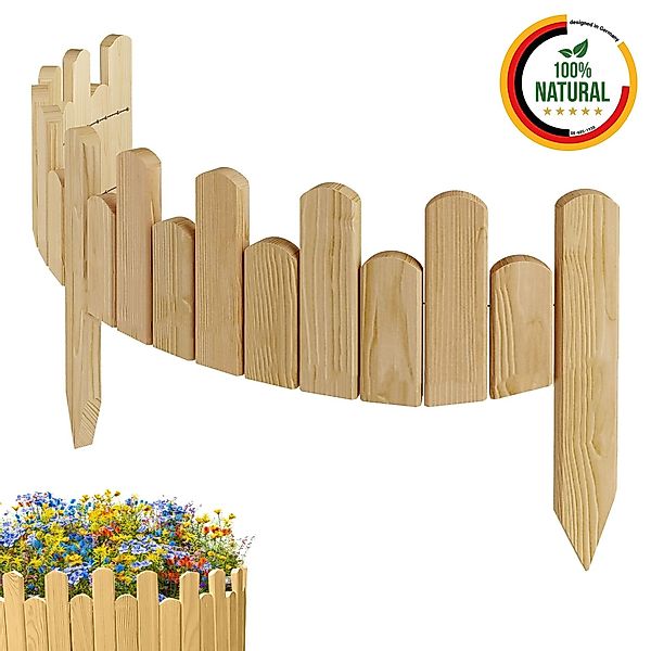 Floranica Palisade Beeteinfassung Rasenkante Flexible Holzzaun günstig online kaufen