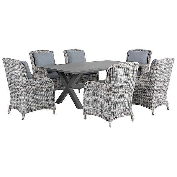 Beliani Gartentisch Set CASCAIS Grau 105x200x96 günstig online kaufen