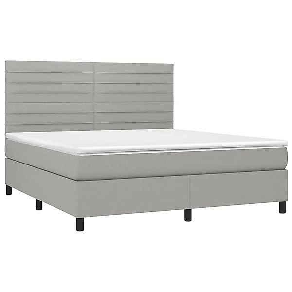 vidaXL Boxspringbett mit Matratze & LED Hellgrau 160x200 cm Stoff 3134965 günstig online kaufen