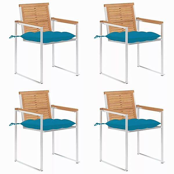 Gartenstühle 4 Stk. Mit Kissen Massivholz Teak günstig online kaufen