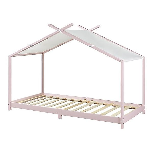 en.casa Kinderbett, »Brome« Hausbett 90 x 200 cm Holz Rosa günstig online kaufen