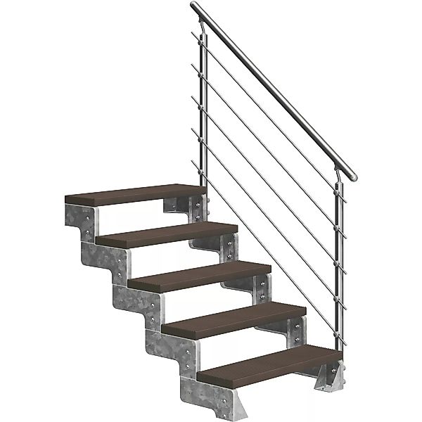 DOLLE Außentreppe Gardentop 5 TRIMAX-Stufen 80 cm Dunkelbraun + Geländer günstig online kaufen