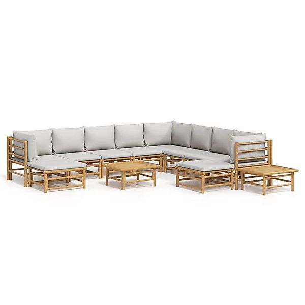 vidaXL Gartenlounge-Set 12-tlg. Garten-Lounge-Set mit Hellgrauen günstig online kaufen