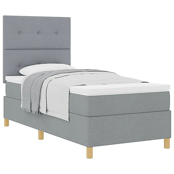vidaXL Boxspringbett mit Matratze Hellgrau 80 x 200 cm Stoff 3339574 günstig online kaufen