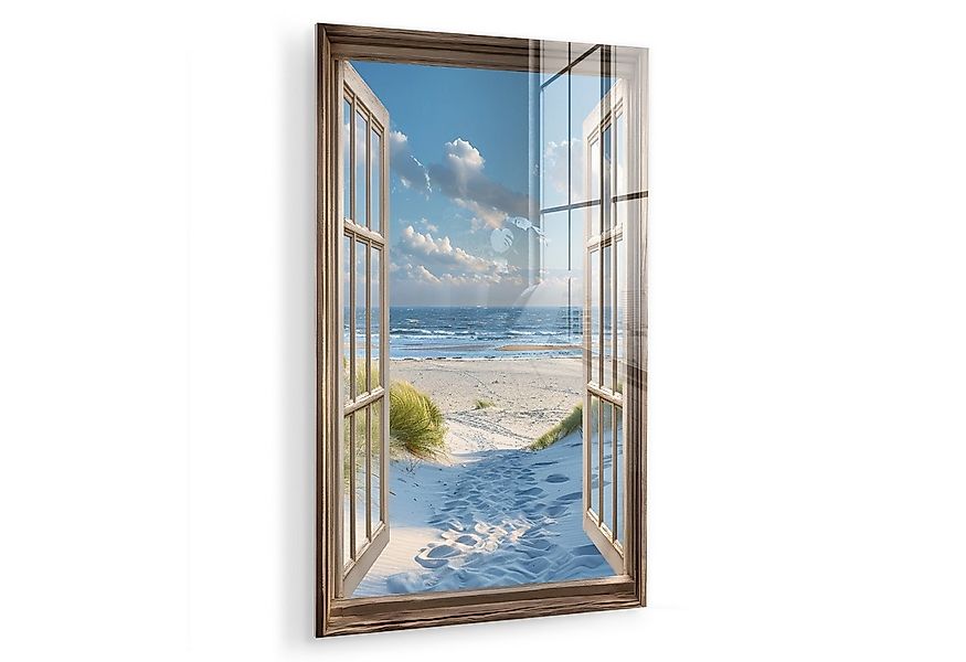 MuchoWow Acrylglasbild Aussicht - Strand - Fenster - Dünen - Meer, Inkl. Au günstig online kaufen