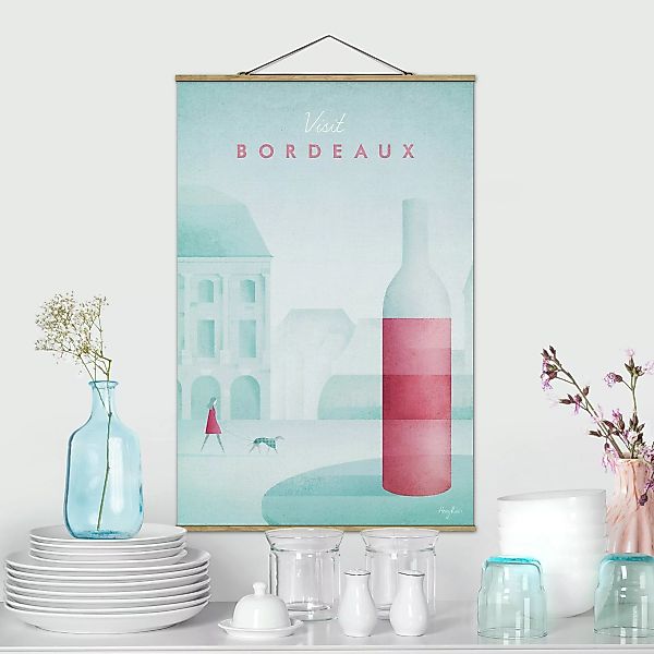 Stoffbild Architektur mit Posterleisten - Hochformat Reiseposter - Bordeaux günstig online kaufen