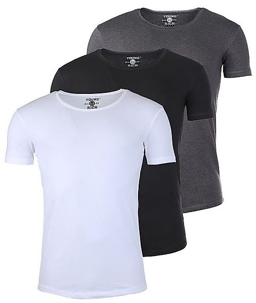 Young & Rich T-Shirt Herren Uni Basic 1702 tief / breit geschnittener Rundh günstig online kaufen