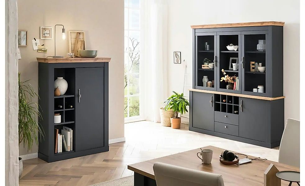 Wohnkombination   ¦ grau ¦ Maße (cm): B: 184 H: 44 Kommoden & Sideboards > günstig online kaufen