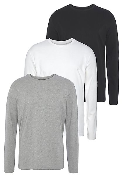 Mans World Langarmshirt "neue Farbe " 3er-Pack, Langarm, unifarben, aus Bau günstig online kaufen