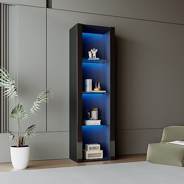 TavilaEcon Glasvitrine Hochglanz-Vitrinenschrank mit LED-Beleuchtung, 3 günstig online kaufen