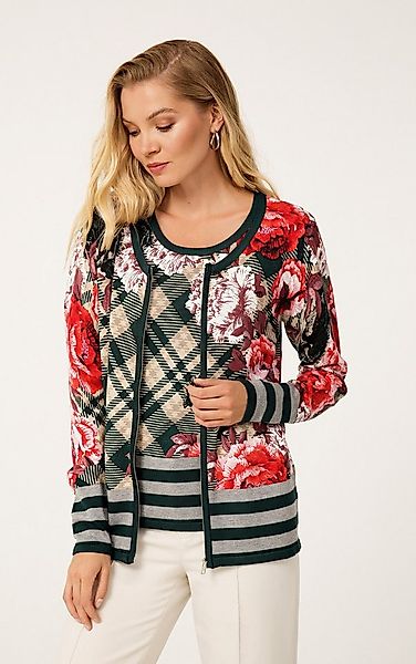 Passioni 2-in-1-Strickjacke Twinset mit Karomuster und Blumen günstig online kaufen