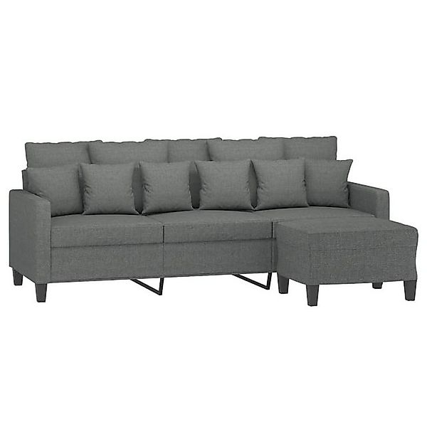 vidaXL Sofa 3-Sitzer-Sofa mit Hocker Dunkelgrau 180 cm Stoff günstig online kaufen