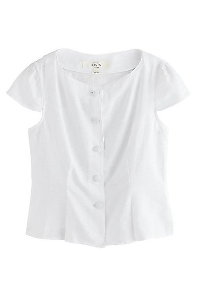 Next Kurzarmbluse Kurzarm-Oberteil aus strukturiertem Leinengemisch (1-tlg) günstig online kaufen