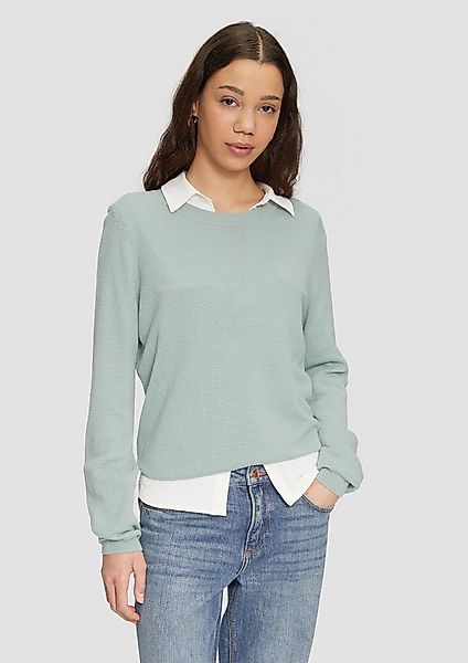 QS Longpullover Strickpullover Strickpullover mit Struktur aus Viskosemix günstig online kaufen