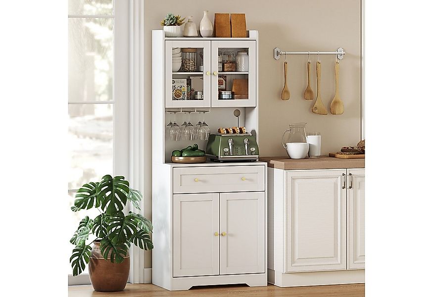 HOMCOM Küchenbuffet mit Arbeitsplatte, verstellbaren Regalen, 4 Türen, Schu günstig online kaufen