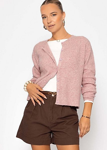 SASSYCLASSY Cardigan Cardigan mit Rippstruktur für Damen Flauschiger Strick günstig online kaufen
