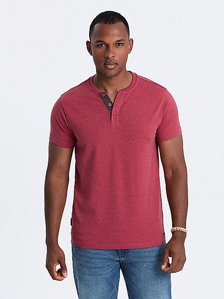 OMBRE T-Shirt Herren-T-Shirt mit rundem Henley-Ausschnitt zum Aufknöpfen günstig online kaufen